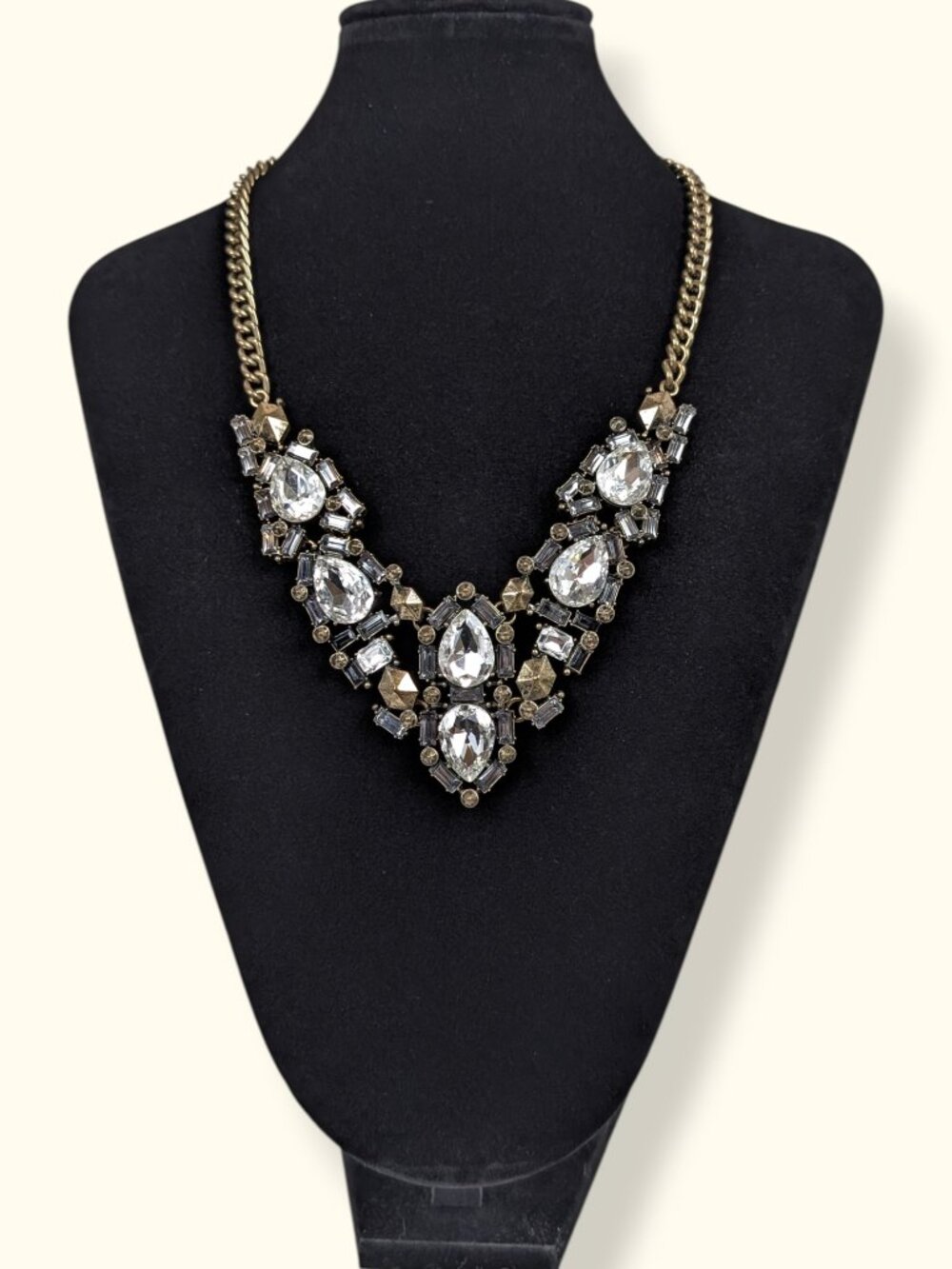 Rhinestone Accent "V" Statement Necklace